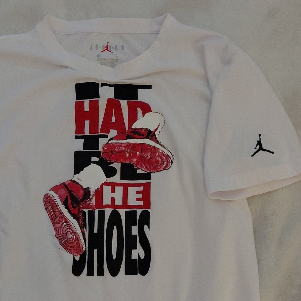 White Graphic Tee with Red Shoe Print - Picture 3 of 3